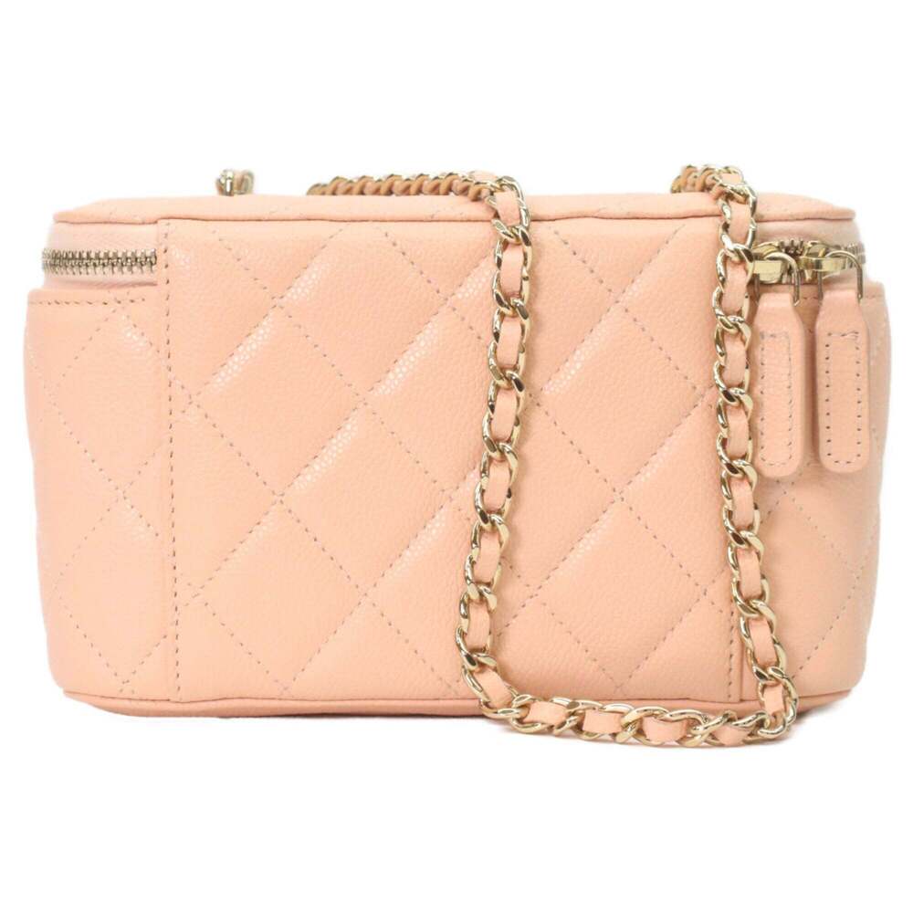 CHANEL AP1341 Pink Beige Caviar Leather Gold Hardware Chain Vanity Shoulder B... - Picture 3 of 12